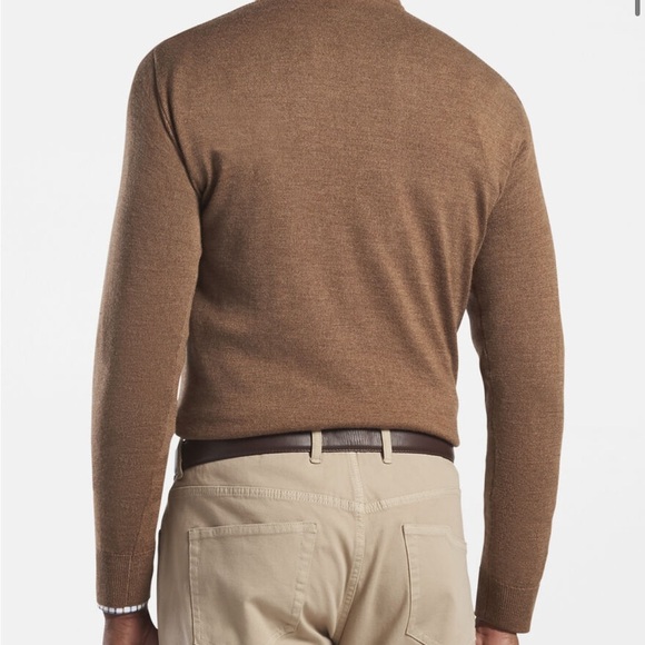 Peter Millar Brown V-Neck Sweater Sz Medium Merino Wool - Picture 8 of 14
